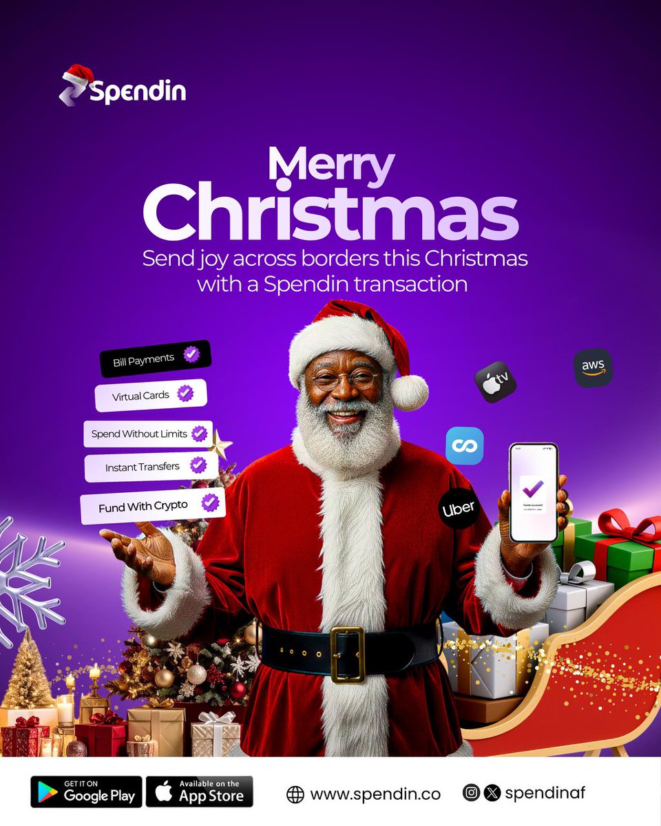 Merry Christmas 🎄✨
This season is about sharing joy, no matter the distance. With Spendin, send love, value, and cheer across borders effortlessly.
One transaction, endless smiles. 💫