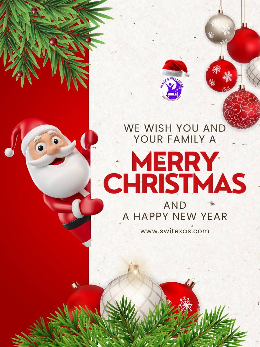 dr4_sleep's tweet photo. 🎄 Merry Christmas from the Sleep &amp; Wellness Institute of Texas 🎄

As we celebrate this season of rest, renewal, and joy. May your holidays be peaceful, your nights restful, and the New Year filled with better sleep and healthier living.

Merry Christmas 🎄🎁
#merry #Christmas https://t.co/To8vBNzjxf