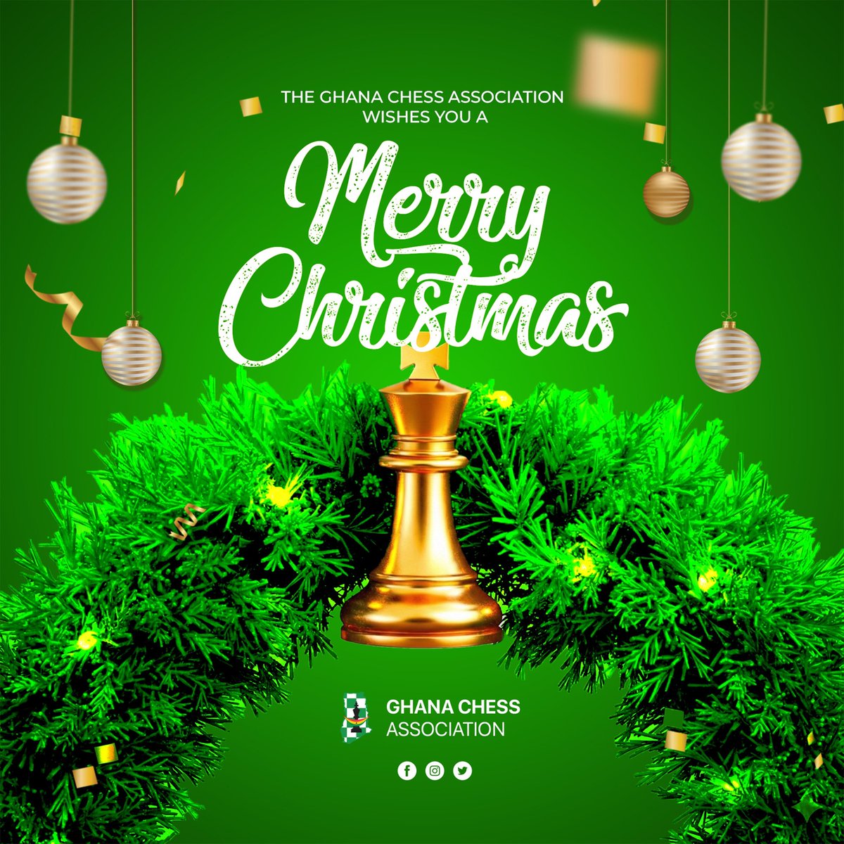 ghanachess's tweet image. Season’s greetings to the entire Ghana chess community! ♟️🇬🇭

Wishing players, coaches, arbiters, officials, parents, and supporters joy, good health, and success this festive season. 

May the new year bring growth and greater achievements for Ghana chess. ✨