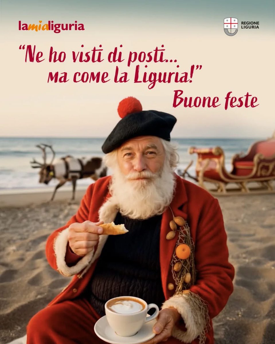 RegLiguria's tweet photo. Buon Natale dalla Regione Liguria 🎅🏻🎄 https://t.co/e4d5sCxOzD