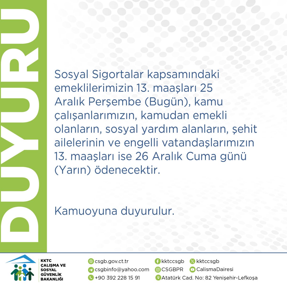 KKTC Çalışma ve Sosyal Güvenlik Bakanlığı (@csgbpr) on Twitter photo 