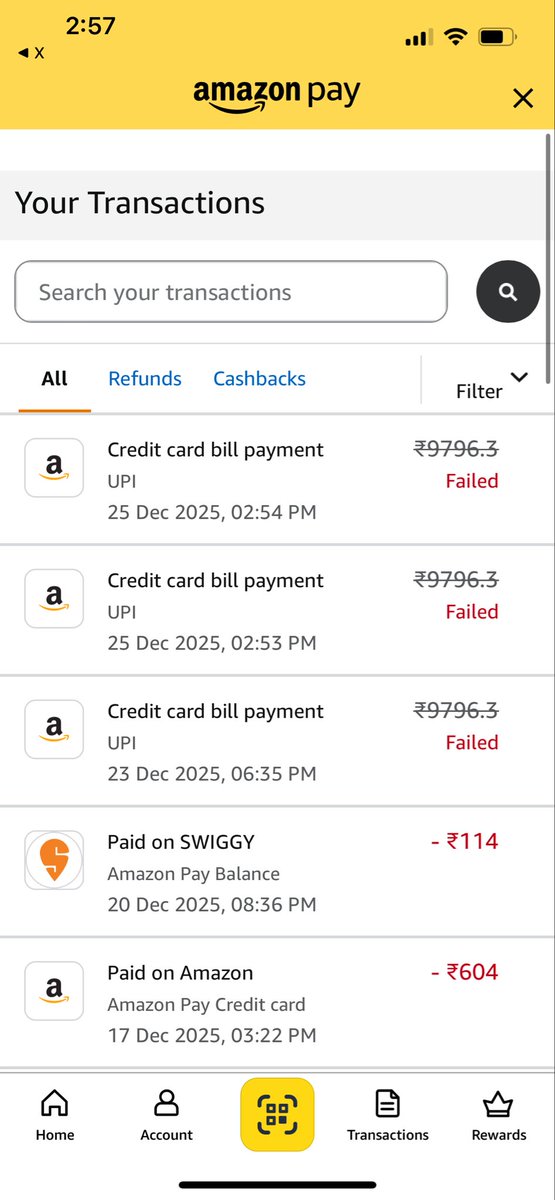 bikrantasarkar's tweet photo. @AmazonHelp I am unable to pay my @amazonIN credit card bill with @amazonpay UPI. It’s been failing constantly please help. My credit score will fall because of @amazon if you do not help me. https://t.co/wqXJwK3m7B