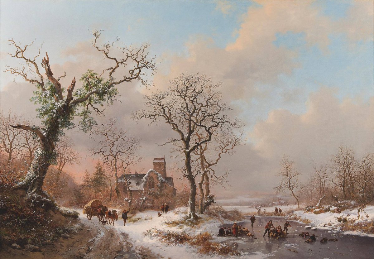 ❄️✨ Plongez dans la magie de l’hiver avec les toiles enneigées de Frederik Marinus Kruseman (1816–1882) ☃️