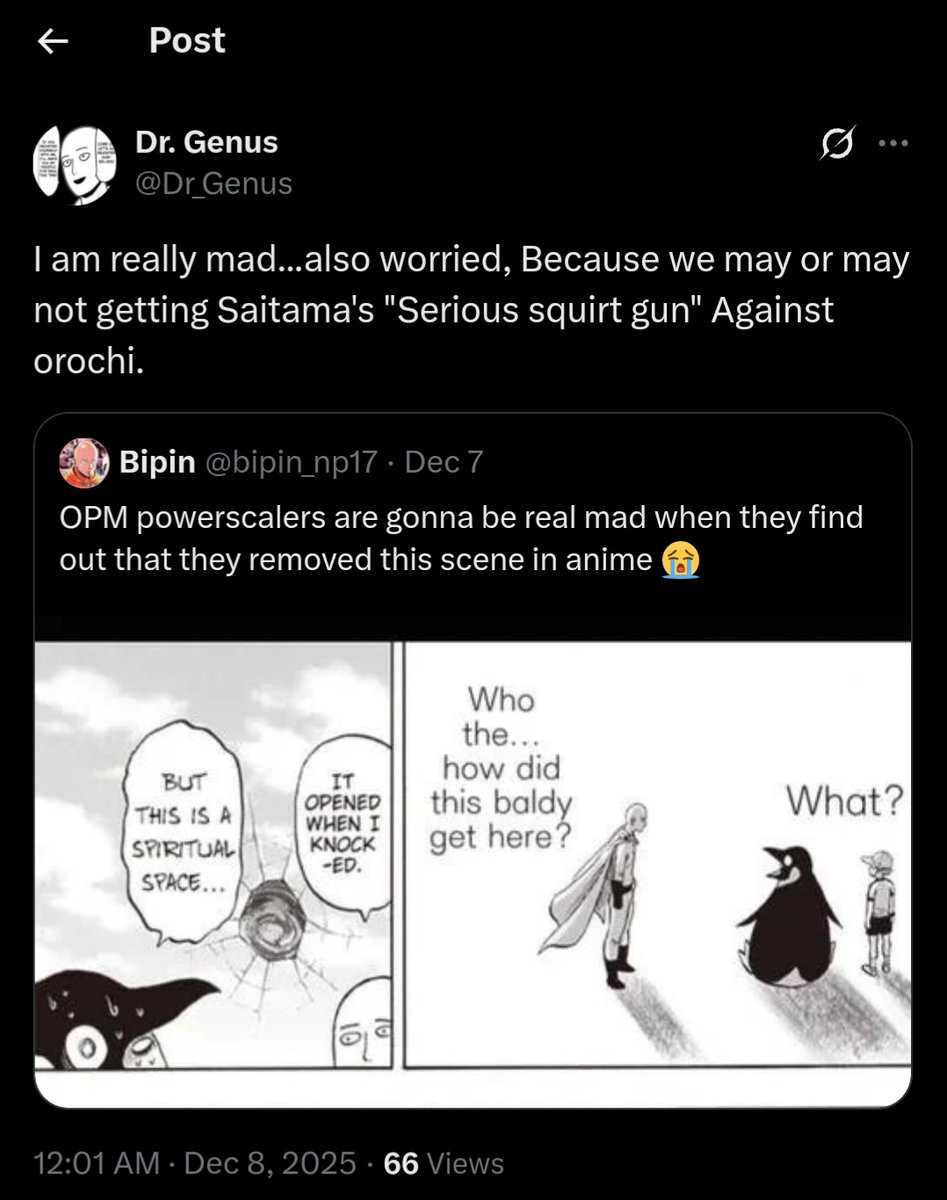 Dr_Genus's tweet photo. @daily1punch I Already predicted...rip opm anime https://t.co/kF7DIWisCu
