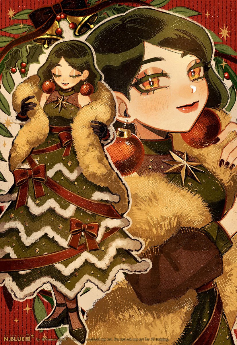 オレンジペコ ❀メリークリスマス❀リースオルゴナイト絵画 きゃわだ〜！きゃわの中にも品のある大人の素敵な女性だ〜！メリー