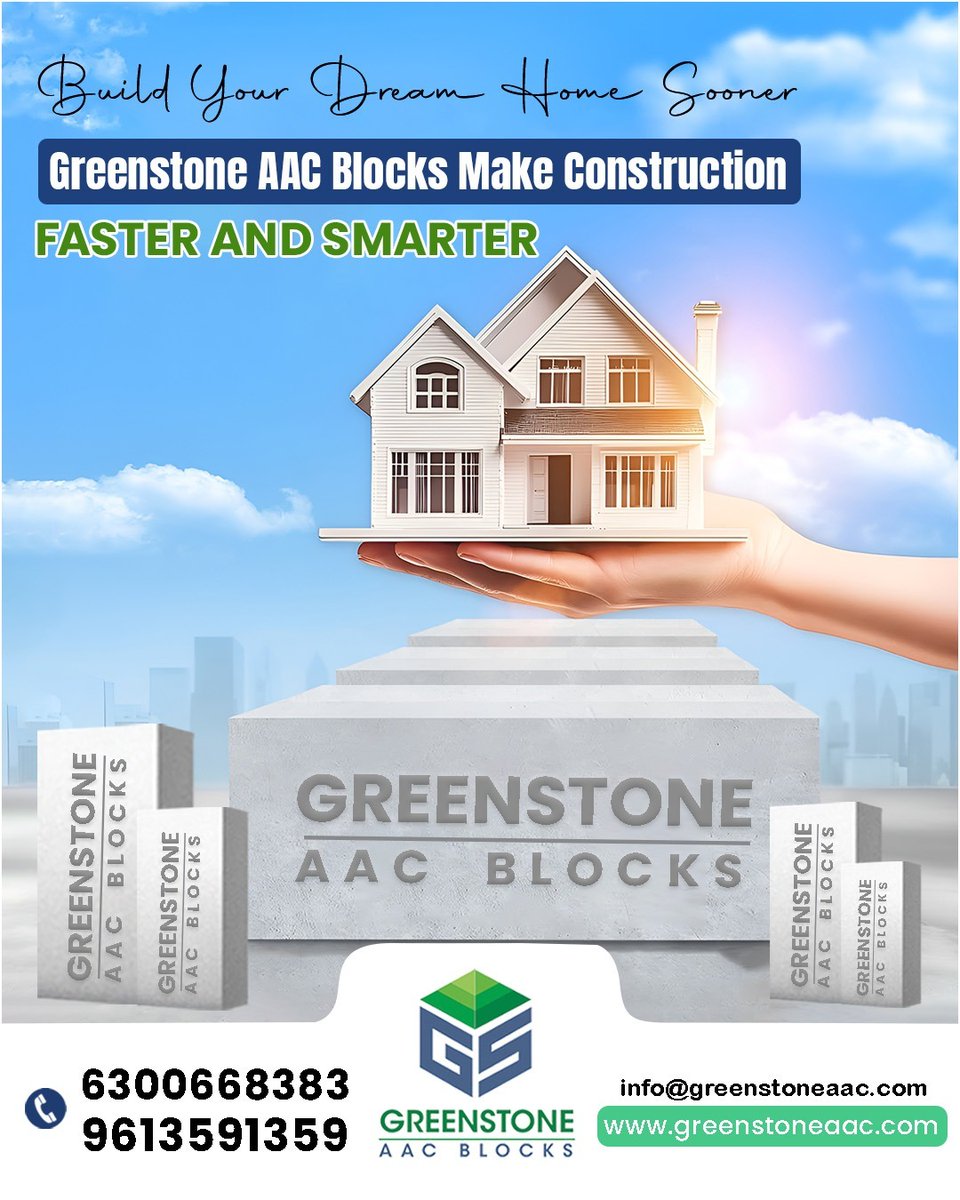 GreenstoneAac's tweet image. Build your dream home sooner. 
With Greenstone AAC Blocks, construction becomes faster, smarter, and more efficient — without compromising strength or quality.
The future of building starts here.

🌐 greenstoneaac.com

#Greenstone #AACBlocks #FastConstruction #BuildSmart