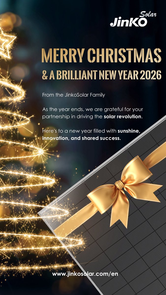 From the JinkoSolar family to yours: Merry Christmas and a brilliant 2025! Thanks for powering the solar revolution with us—may the next orbit bring more sunshine, higher efficiency, and shared success. 🌞🎄