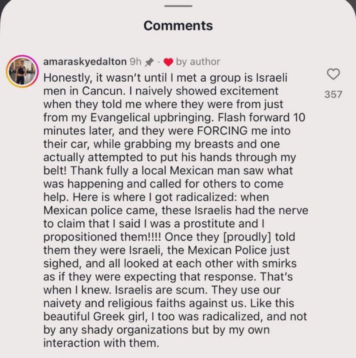 AdameMedia's tweet image. Christian zionist girl meets Israeli tourists. 

They immediately try to r*pe her. 

She’s no longer a Christian zionist.