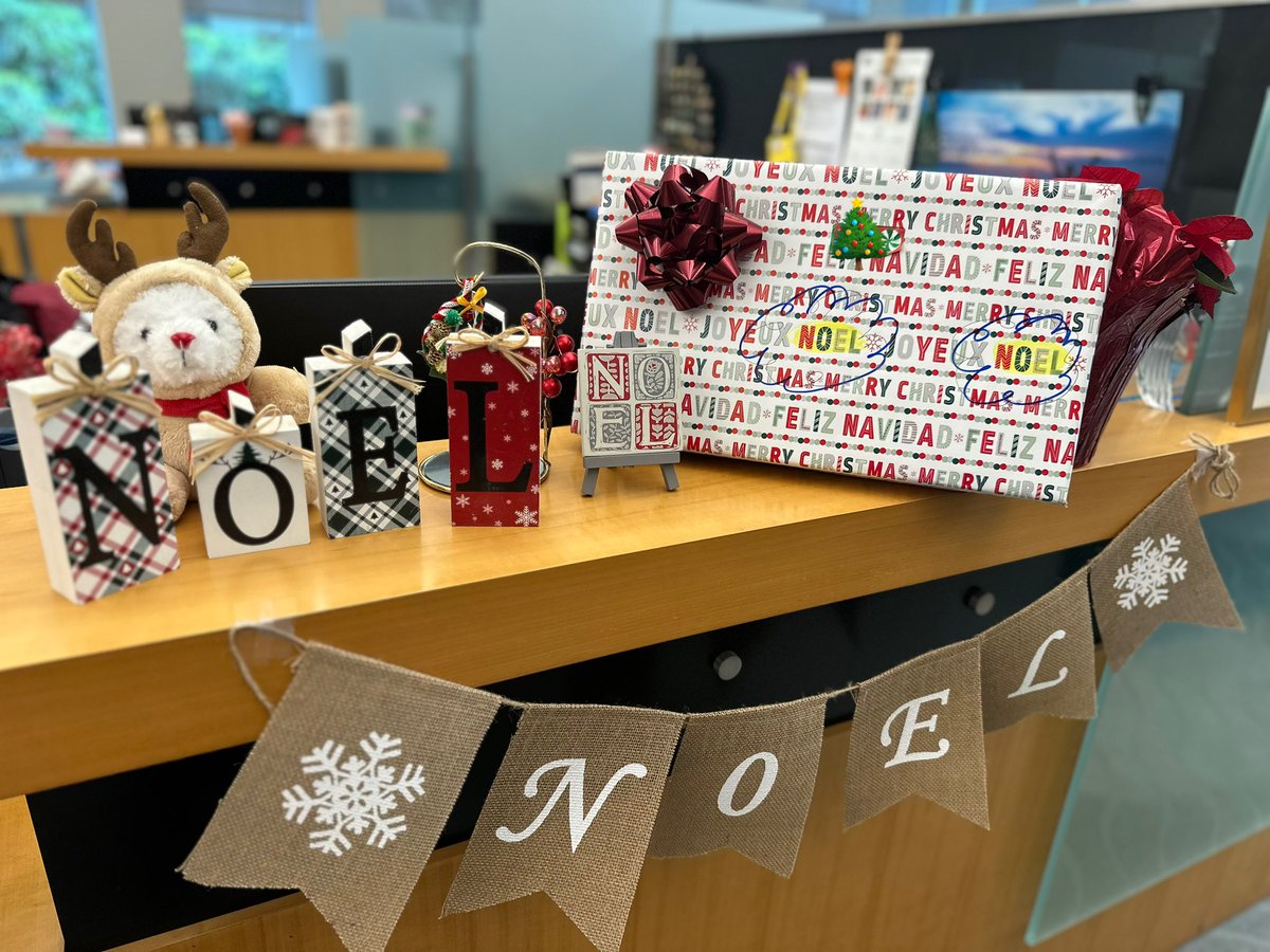 808_tracy's tweet photo. Joyeux Noël &amp; 
　　Mele Kalikimaka‼︎
上司からのギフトの包装紙にNOELが強調されてて嬉しい🤍
のえサンタも来てくれたし🤳TJからのプレゼントもありがとう🎁
#のえまる https://t.co/Ac9B4KDAZO