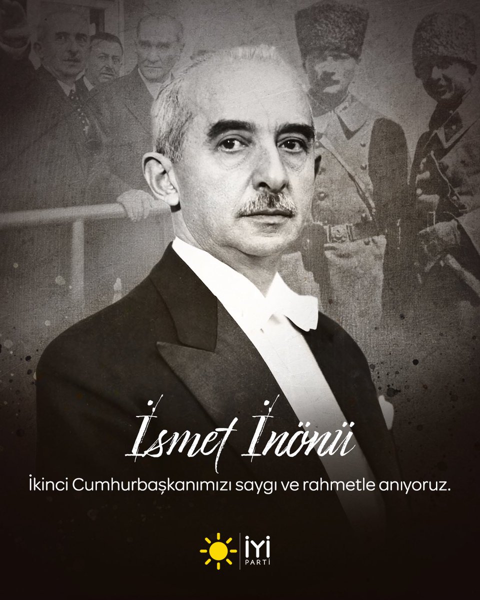 Cumhuriyetimizin ikinci Cumhurbaşkanı İsmet İnönü’yü;

Zor zamanlarda devleti ayakta tutan ferasetiyle, bağımsızlığı önceleyen devlet aklıyla saygı ve rahmetle anıyoruz.