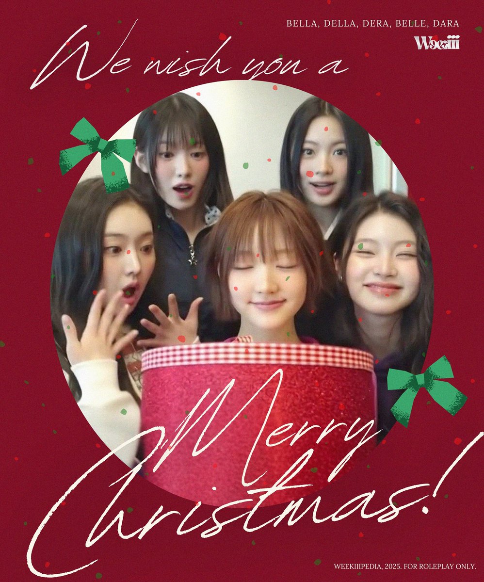 WEEKIIIPEDIA's tweet image. ⠀

    𝑯𝒐 𝑯𝒐 𝑯𝒐.ᐟ.ᐟ 

ᅠHoliday     bells     ring      clear!
ᅠInto a night wrapped  in  light,
    faces glowing, hearts aligned. 
    Our wishes rise as one   ⭑.ᐟ 🎄
ᅠ                           ୨☃️୧ 

    𝗠𝗘𝗥𝗥𝗬 𝗖𝗛𝗥𝗜𝗦𝗧𝗠𝗔𝗦 !!

⠀