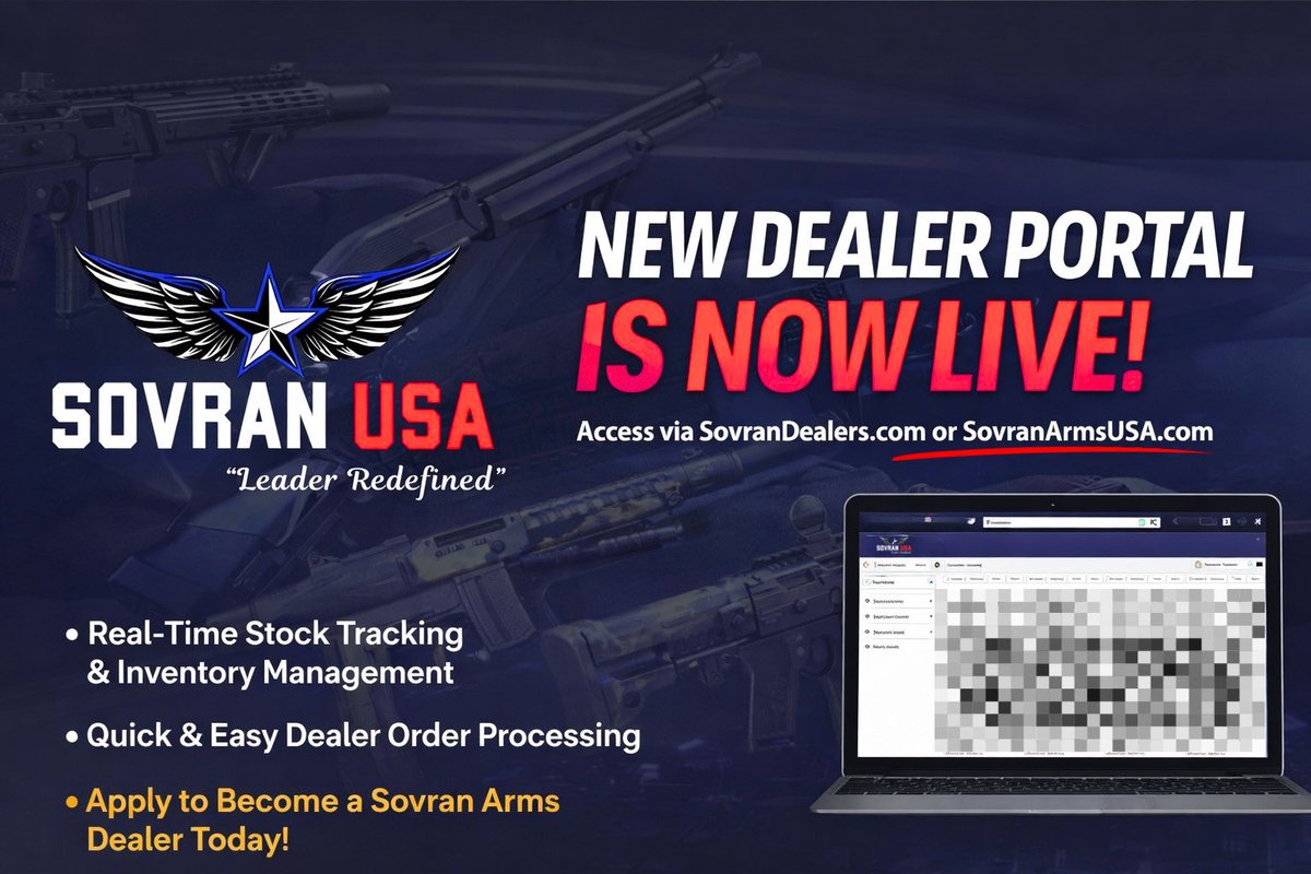 sovranarms's tweet image. 🚀 Sovran Arms USA Dealer Portal is NOW LIVE!

Authorized dealers can now access our new Dealer Portal for
✅ Real-time inventory tracking
✅ Fast &amp;amp; easy dealer ordering
✅ Manufacturer-direct wholesale access

🔐 Dealer Portal Access:
👉 SovranDealers.com
👉…
