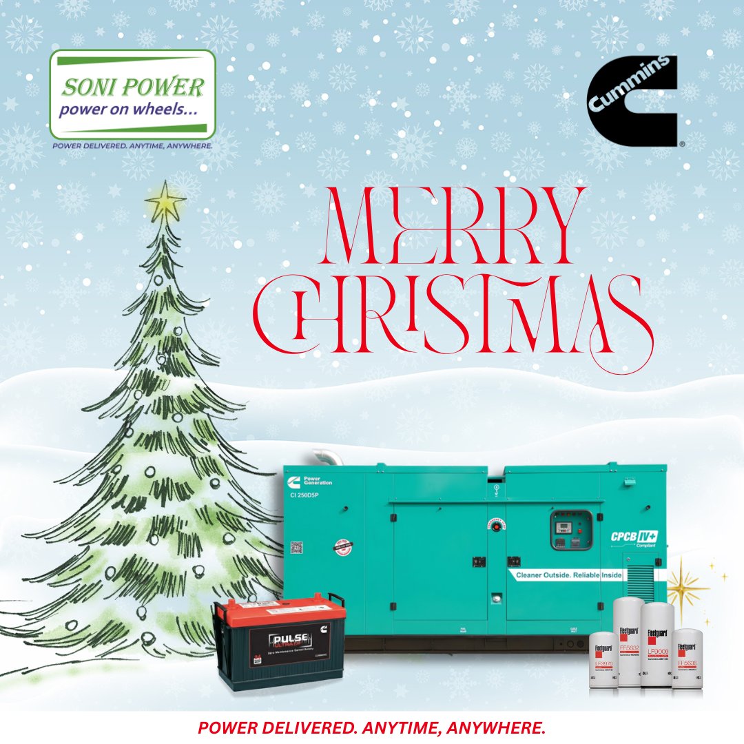 soniipower's tweet photo. Soni Power wishes you a joyful Christmas! 🎄 
Delivering dependable power solutions that support you anytime, anywhere.

#sonipower #powerdelivered #anytimeanywhere #engineparts https://t.co/SDcH5s22iY