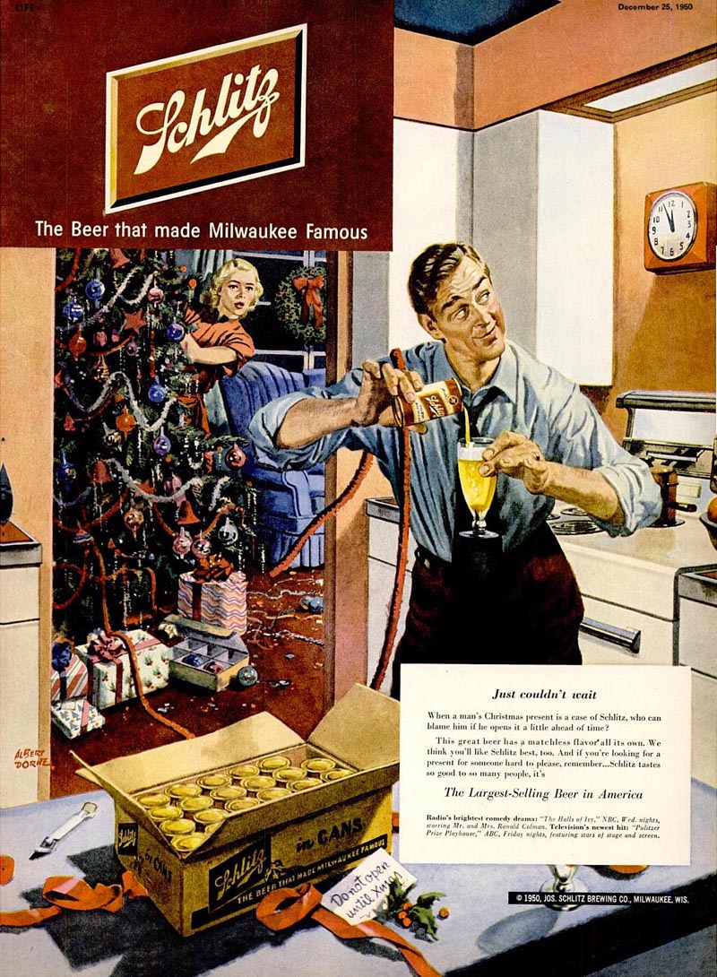 LRonLacy's tweet photo. #OTD - #ChristmasDay - in 1950
👇🧵
‘Just couldn’t wait’
‘Schlitz - The Beer that Made Milwaukee Famous’
Illustration by Albert Dorne (1906-1965)
#AlbertDorne #Christmas #Natale #Holidays #ChristmasTree #ChristmasGifts #ChristmasPresents #beer #Schlitz #mensfashion https://t.co/IdDdmrwsPg