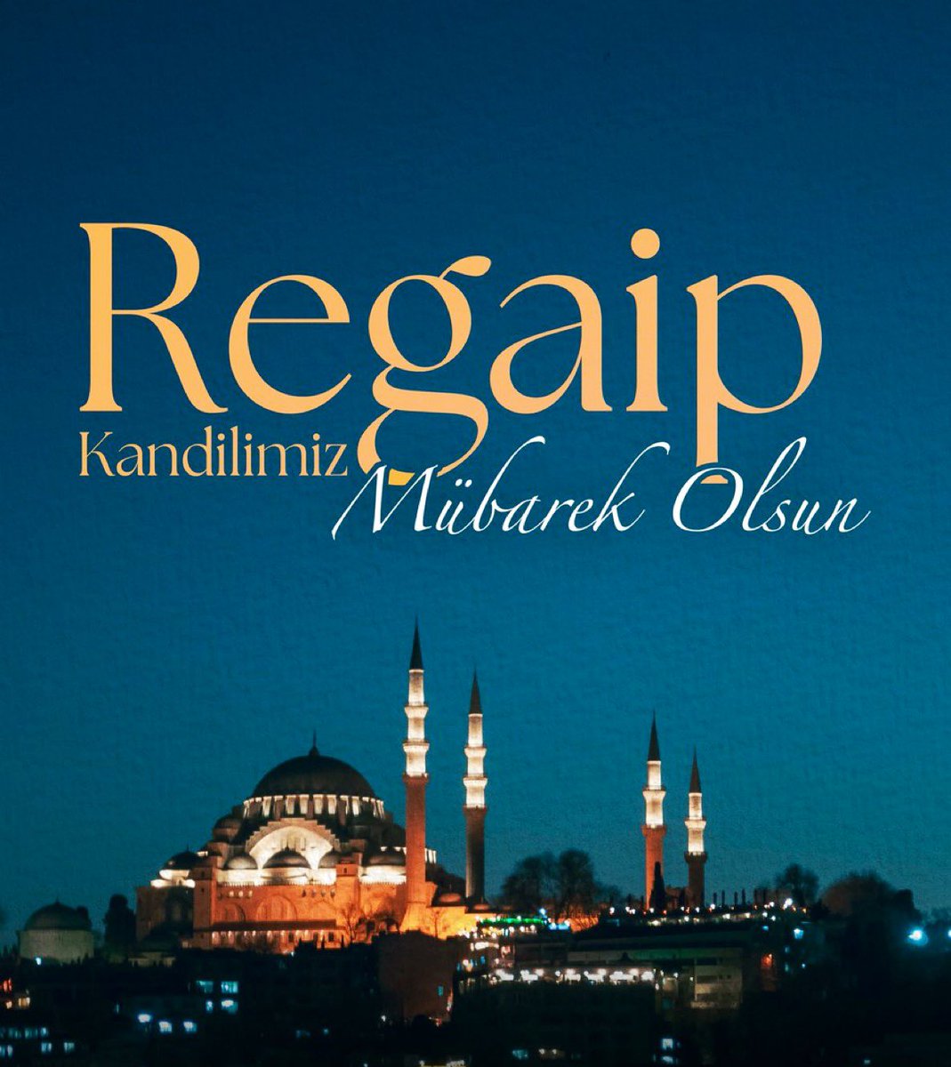 Milletimizin ve tüm İslam âleminin #RegaipKandili’ni tebrik ediyorum.

Ramazan-ı Şerif’in müjdecisi, rahmet ve mağfiret kapılarının aralandığı bu müstesna gecenin tüm insanlığa hayırlar getirmesini diliyorum.

Kandilimiz mübarek olsun.