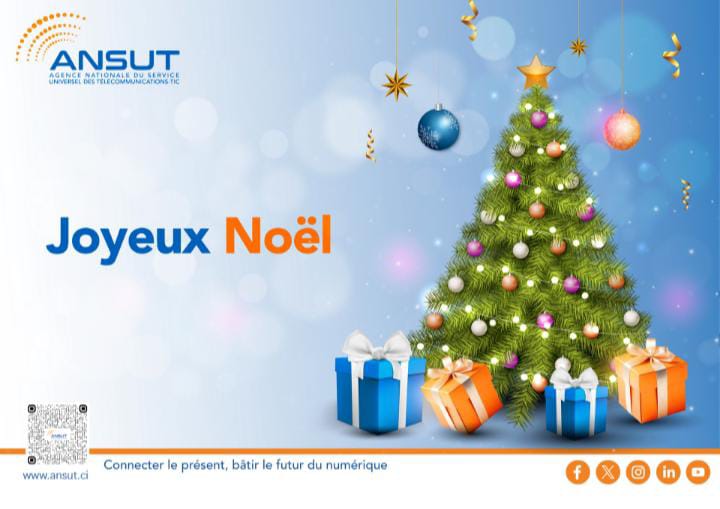 🎄 [JOYEUX NOËL] 🎅

En cette célébration de Noël, l’ANSUT adresse ses vœux les plus chaleureux à l’ensemble des citoyens, partenaires et acteurs du numérique.

Que cette fête soit synonyme de paix, de cohésion et d’harmonie pour toutes les familles.

#JoyeuxNoël #ANSUT