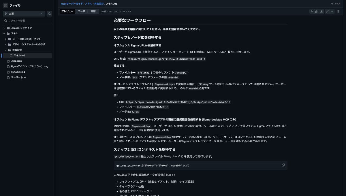 Figma公式が
Figmaデザインを精度よくコードに変換するためのSkills
を公開しています

実際に試してみて、このSkillsを使用しない時と比べて
精度が良くなることを確認しました

▼今までは
Claude Codeが直接Figma MCPを呼び出していました

▼これからは
Claude