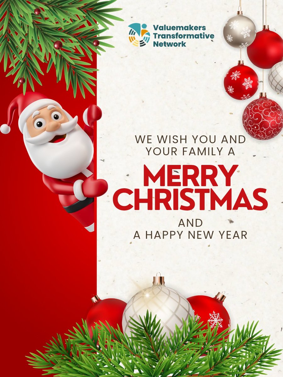 ValuemakersTN's tweet photo. From our family to yours, Merry Christmas and a New Year filled with opportunities, achievements, and shared joy.
#Seasonsgreetings🎊
#valuemakerstransformativenetwork💞 https://t.co/mIth6vksQA