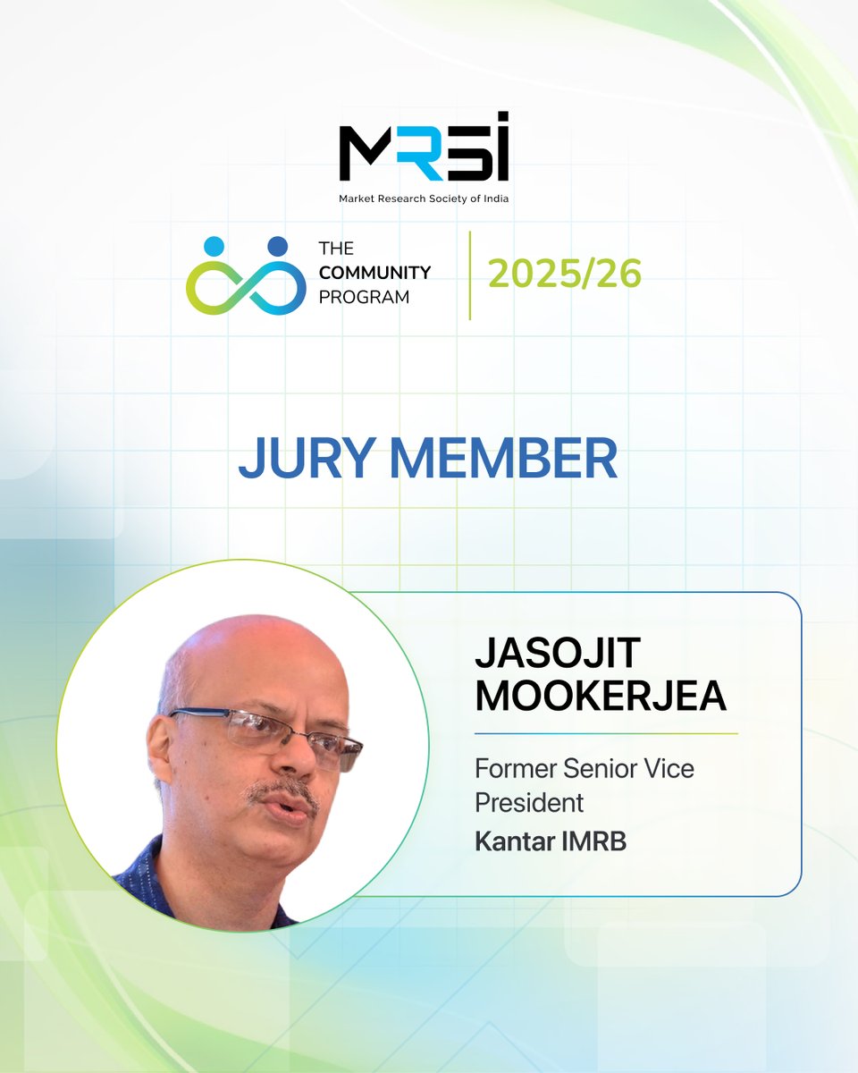 TheMRSI's tweet photo. We are pleased to present Jasojit Mookerjea (Josh), who retired as Senior Vice President from Kantar IMRB after a distinguished 40-year career leading the Calcutta office, international research business, and the all-India Consumer Research practice.
#TheCommunityProgram #TCP https://t.co/gJqmf5EiD2
