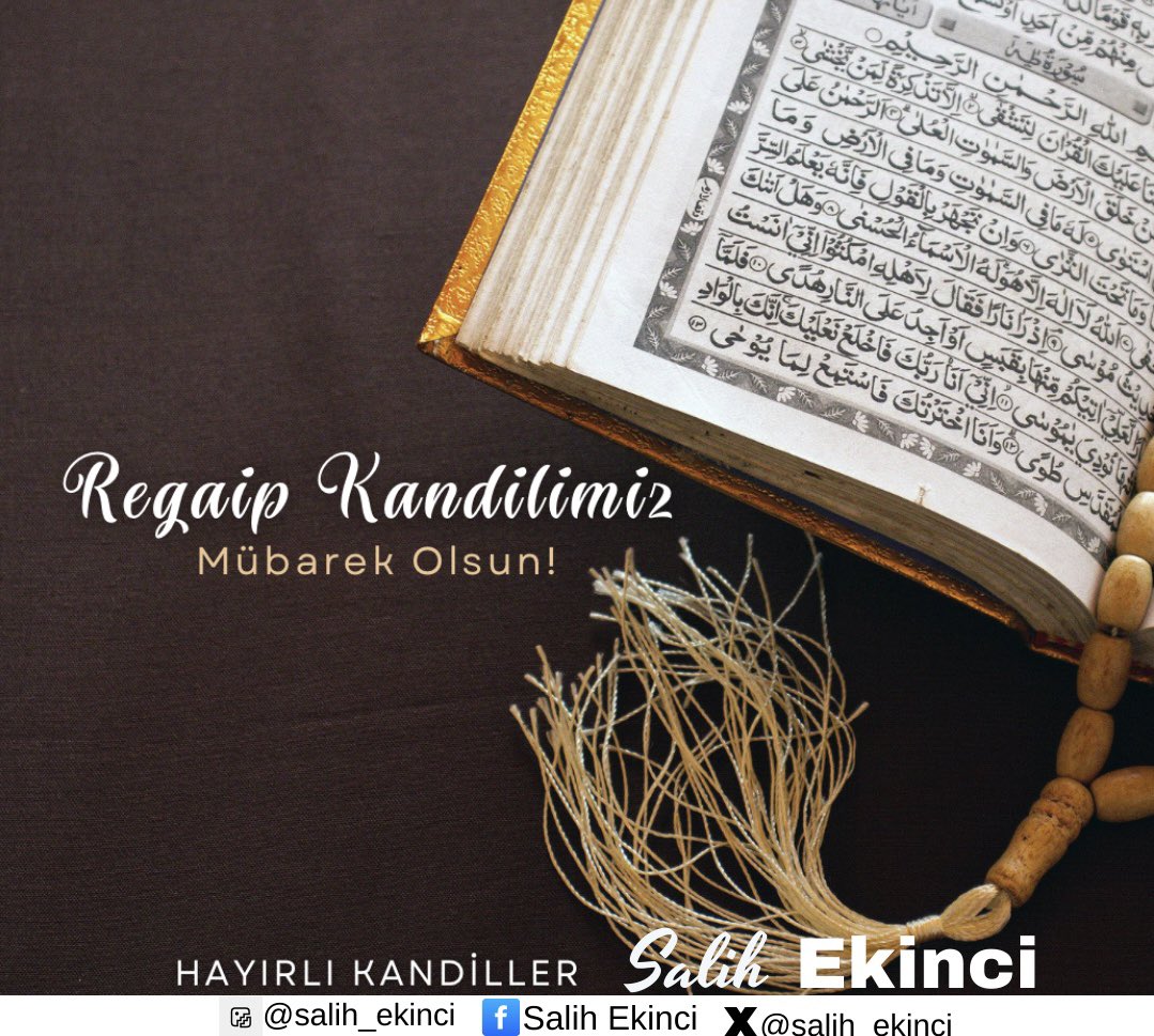 Aziz milletimizin ve tüm İslam aleminin Regaip Kandili’ni en içten dileklerimle tebrik ediyor, mübarek üç ayların müjdecisi Regaip Kandili'nin ülkemize ve tüm İslam alemine huzur, birlik, beraberlik ve hayırlar getirmesini Yüce Rabbimden niyaz ediyorum. 

 Regaip Kandiliniz