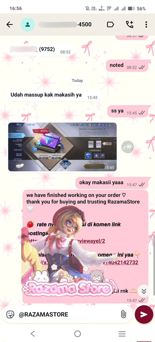 damseulz's tweet image. order ꠩ 3 wdp slow 
price ꠩ Rp 66.000
testimoni ke ꠩ 1.281

#testirazama