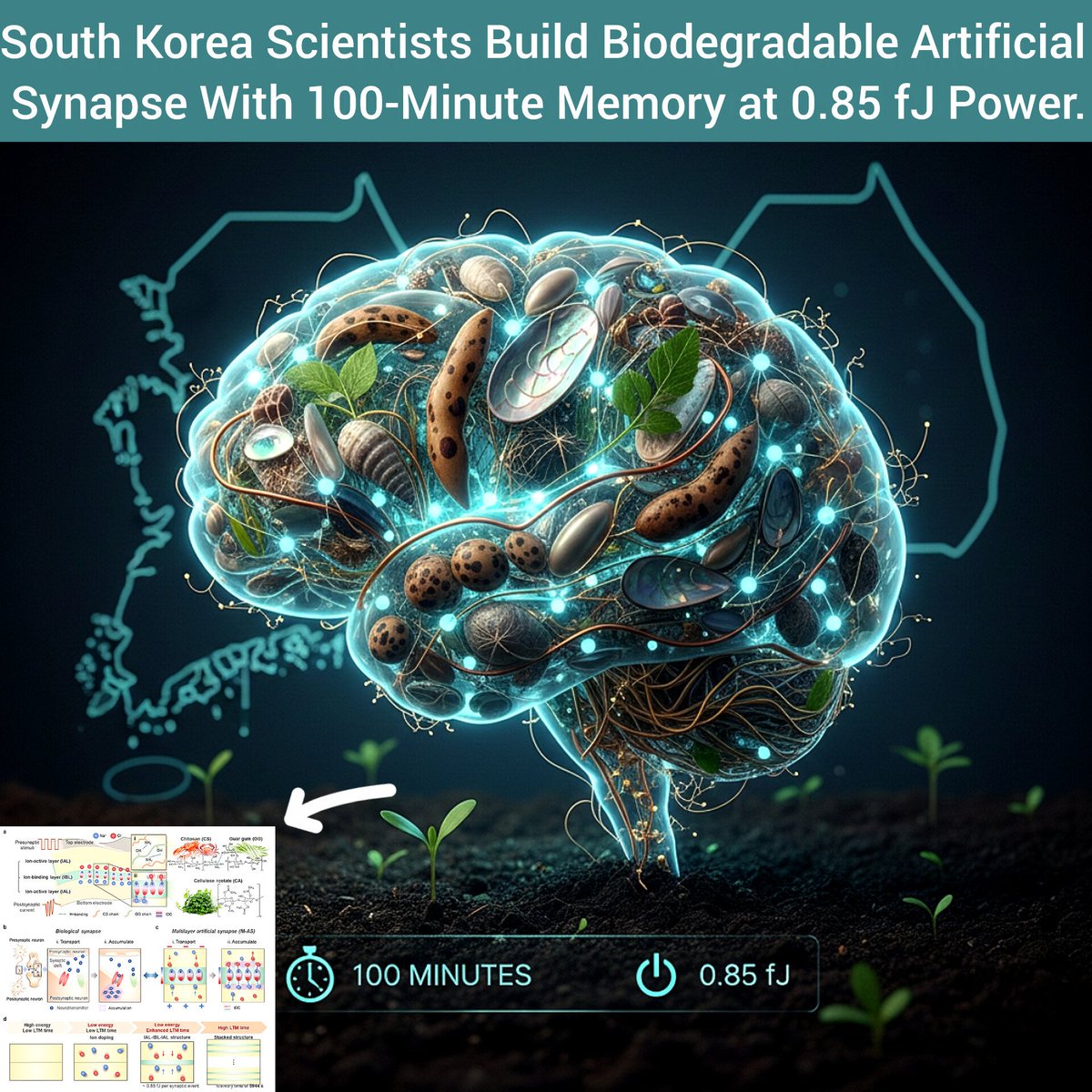 Image 1 for Korean researchers build brain-like chip from shells and beans