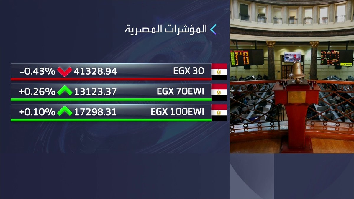 تحديث لأداء مؤشرات البورصة المصرية خلال جلسة اليوم. مؤشر EGX30 متراجع بـ 0.4% غداء عمل _Business 