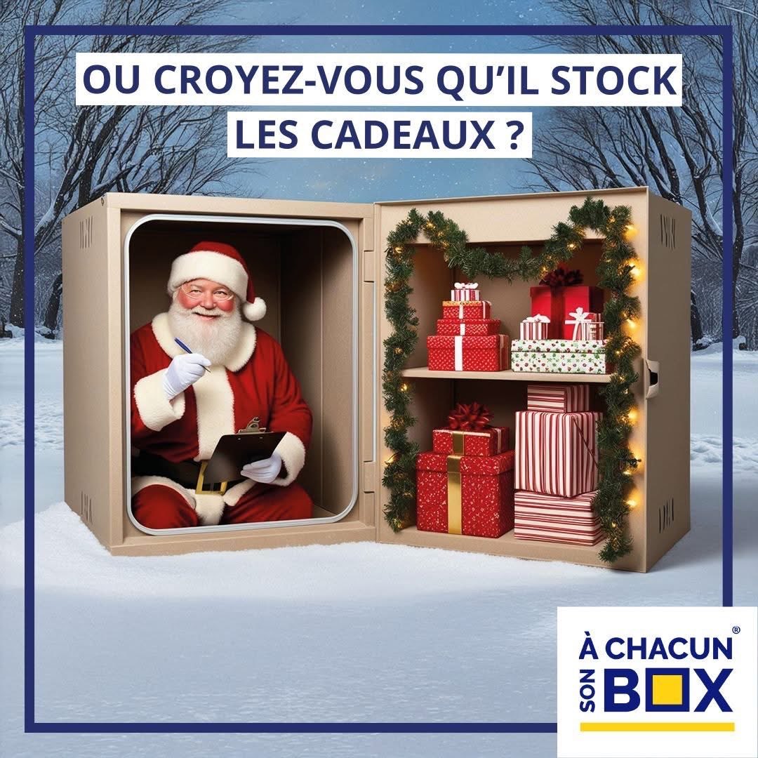 🎅📦
Vous vous demandez où le Père Noël stocke tous ses cadeaux?

Chez À Chacun Son Box Caudan et Rezé, bien sûr.

Boxes sécurisés, accès simple, volumes adaptés!

🎁🎄
Besoin de place avant/après Noël?

#AChacunSonBox #SelfStockage #Noël #BesoinDePlace #SolutionMaline #année2026
