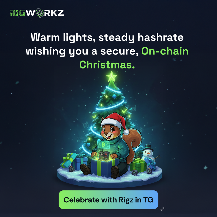 Merry On-chain Christmas from RigWorkZ!🎅

🎄 Snow falls.
⚡ Hashrate hums.
🔐 Wallets stay warm.

In the hash-forest, real machines keep Bitcoin moving.

Join RigZ  in the glow ✨🐿️
👉🏼 t.me/rigworkz 

#ROGZ #RigWorkZ #DePIN #Web3 #BTC #RWA #Passiveincome #Bitcoinmining