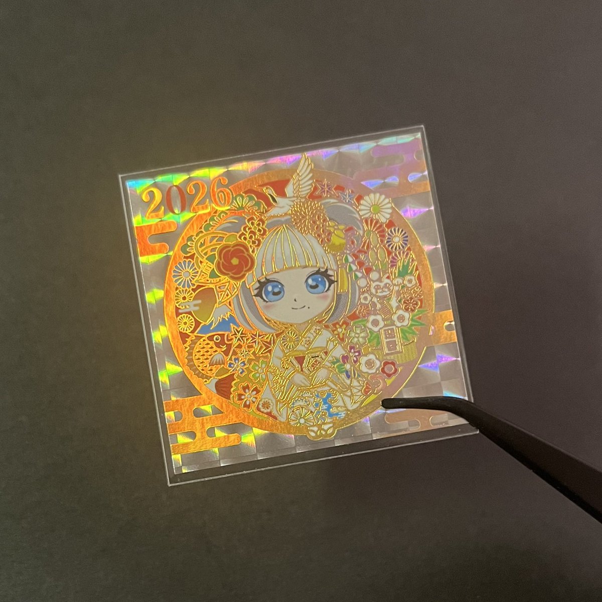 momijido_seal's tweet photo. 【お正月限定シール】

もみじちゃん2026年お正月ver（箔押し）シールを1月1日の20時にBOOTHにて発売予定です！ https://t.co/KTzgYtngSZ