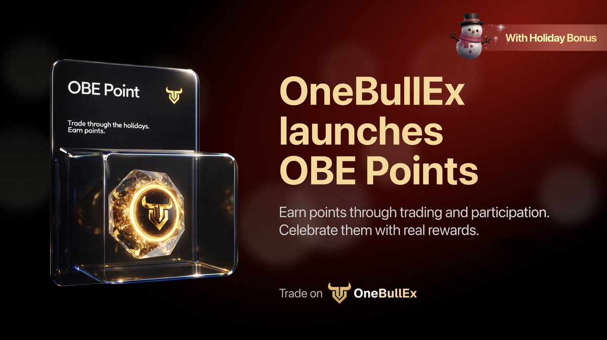 One_BullEx's tweet image. Introducing the OneBullEx Points System (OBE) 🏆

Today we’re launching the OneBullEx Points System (OBE), a brand new rewards program designed to reward real participation across the OneBullEx ecosystem, not just trading.

It's time to step into 2026 with an edge! Don't say we…