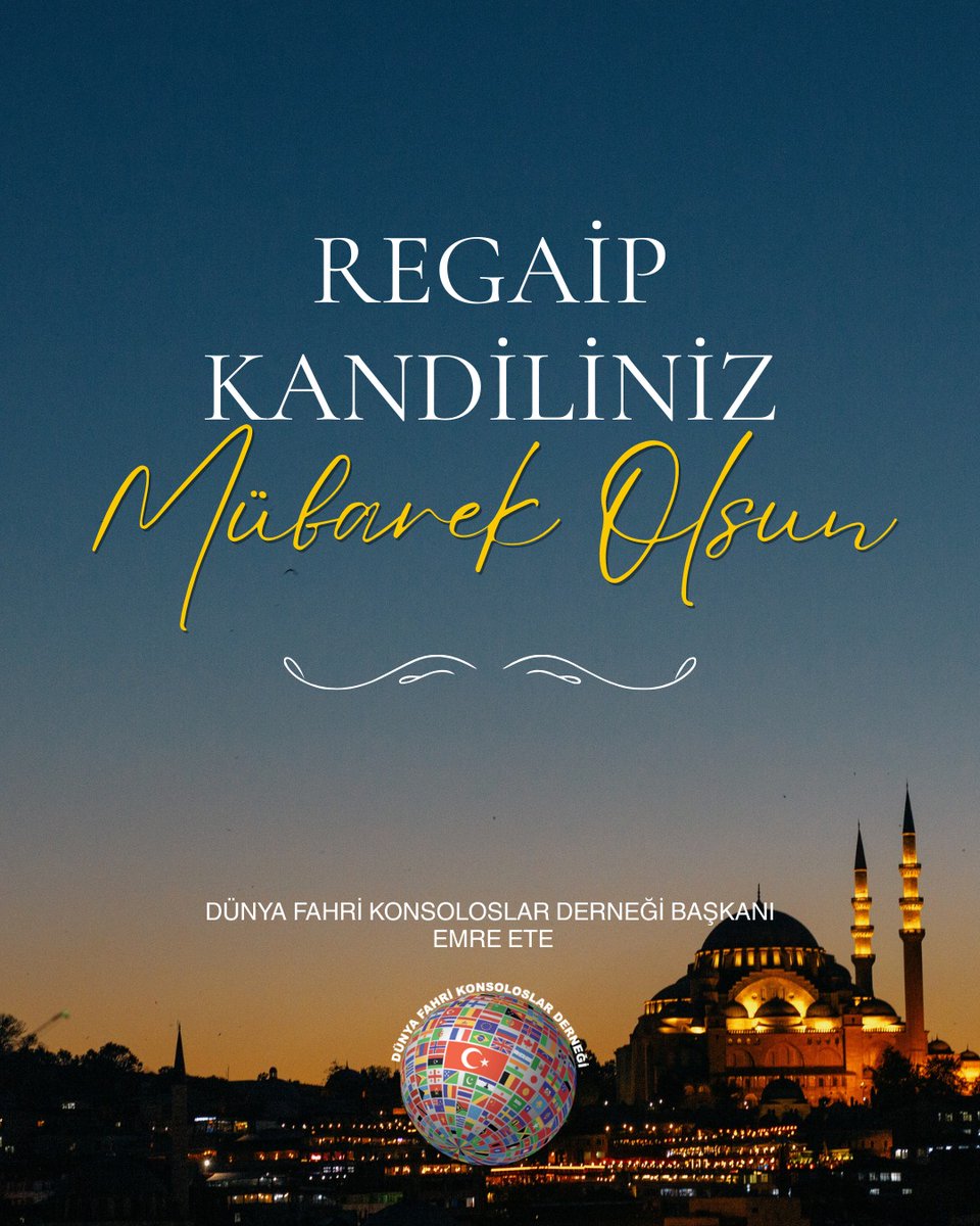 Regaip Kandili'nin gönüllerimize huzur, işlerimize bereket getirmesini dileriz
 Kandiliniz mübarek olsun. #RegaibKandili <a href="/eteemre/">Emre ETE</a>
