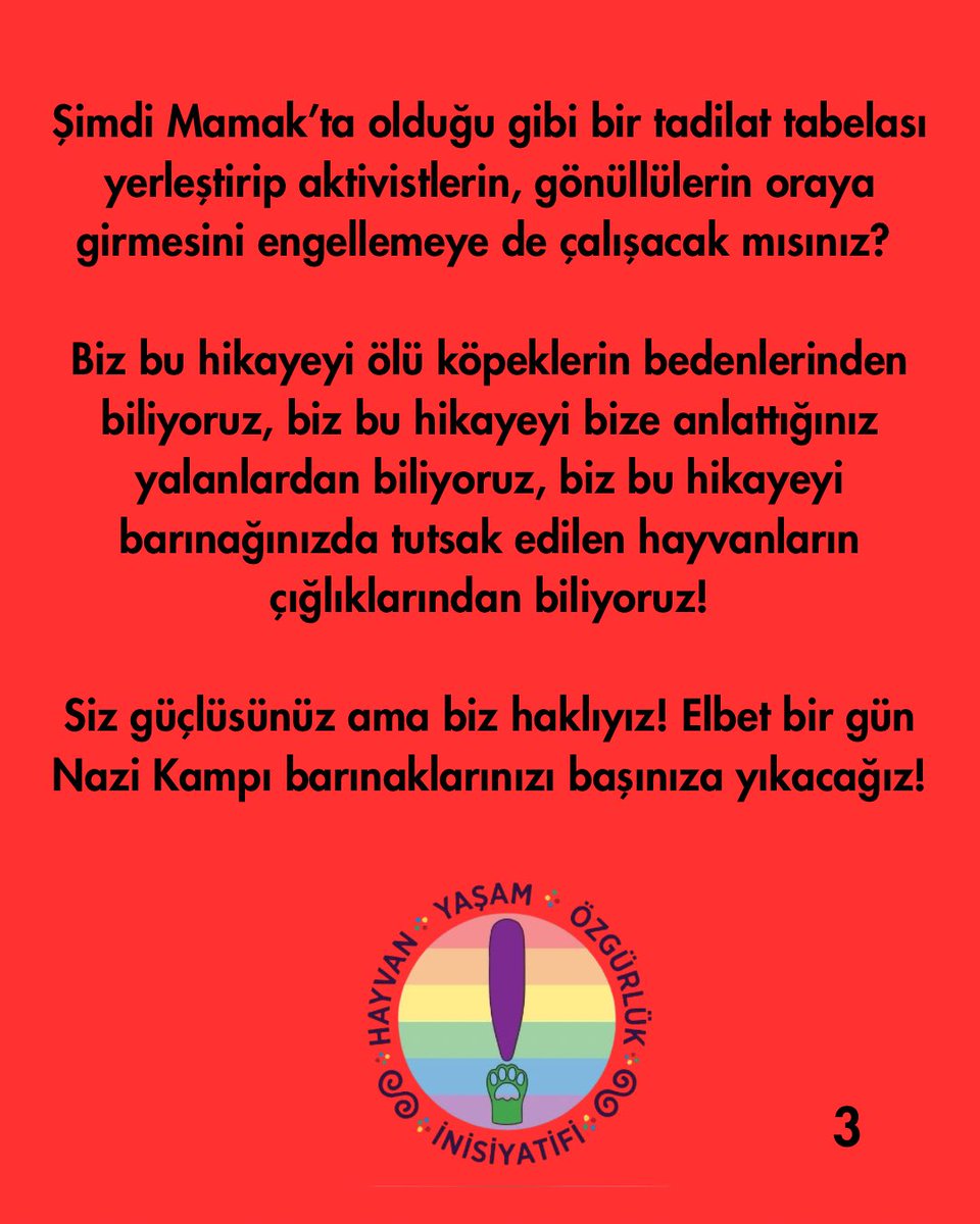ANKARA’NIN HER BARINAĞI OLAY MAHALİ! 

Bugün, Ankara Büyükşehir Belediyesi’nin Karataş Barınağı’nda bir işçi ve bir “veteriner hekim”in her gün 50-60 civarı köpeği ötanazi adı altında öldürdüklerini yani bir soykırım yaptıklarını utançla öğrenmiş bulunmaktayız. Polis zoruyla