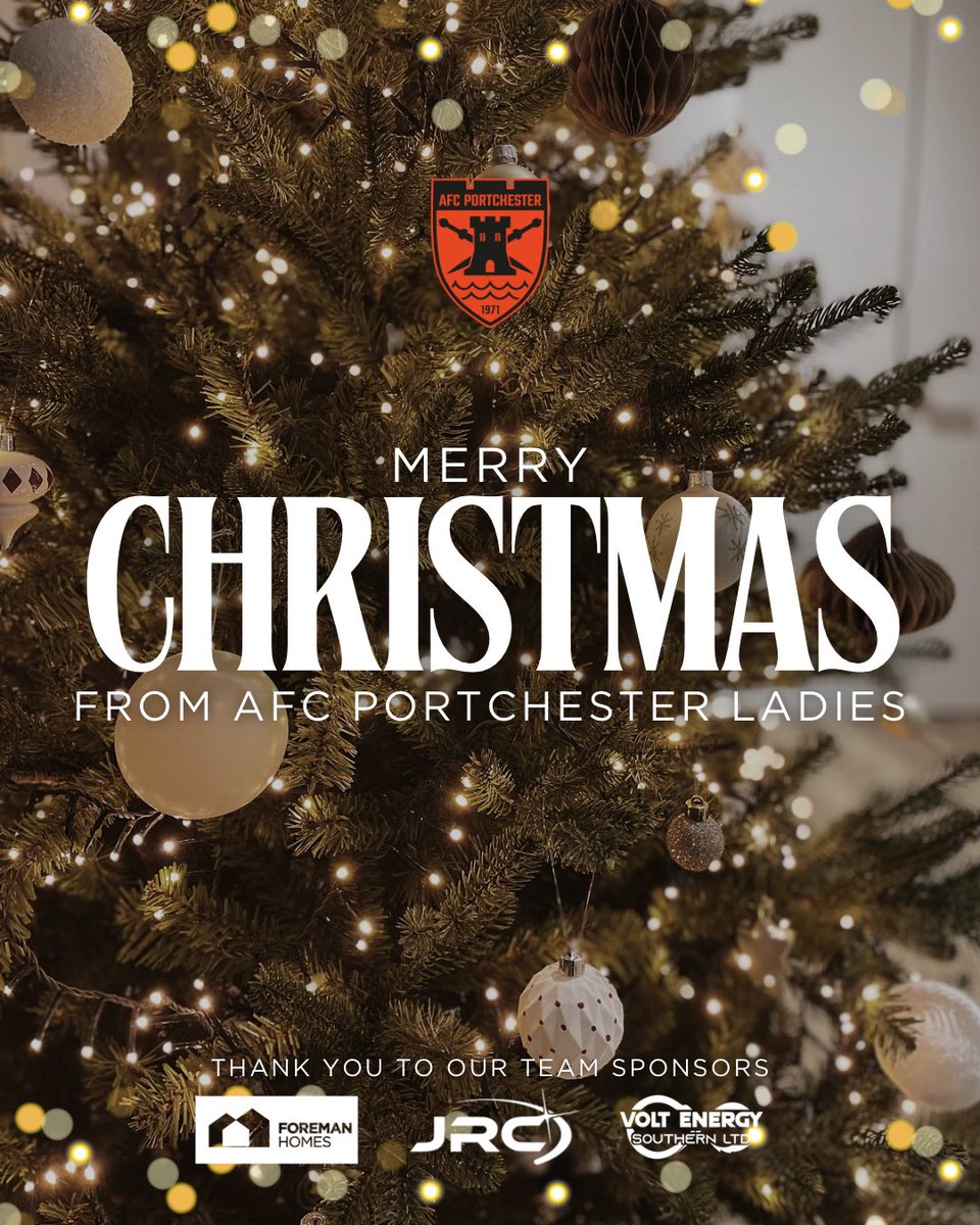 🎄🍊 Merry Christmas from everyone at AFC Portchester Ladies.
Thank you to our players, staff, volunteers, sponsors &amp; supporters for an amazing year. See you in the New Year ⚽️✨
