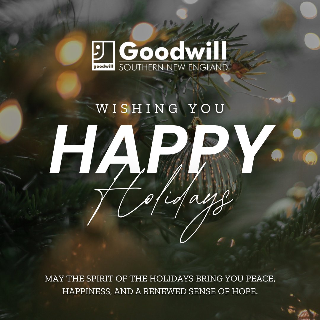 GoodwillSNE's tweet image. Happy Holidays from the #GoodwillSNE Family! ❄️❤️ We are deeply thankful for your support. Your generosity creates pathways to opportunity and transforms lives across Southern New England. Wishing you peace and warmth!

#HappyHolidays #SeasonOfGiving