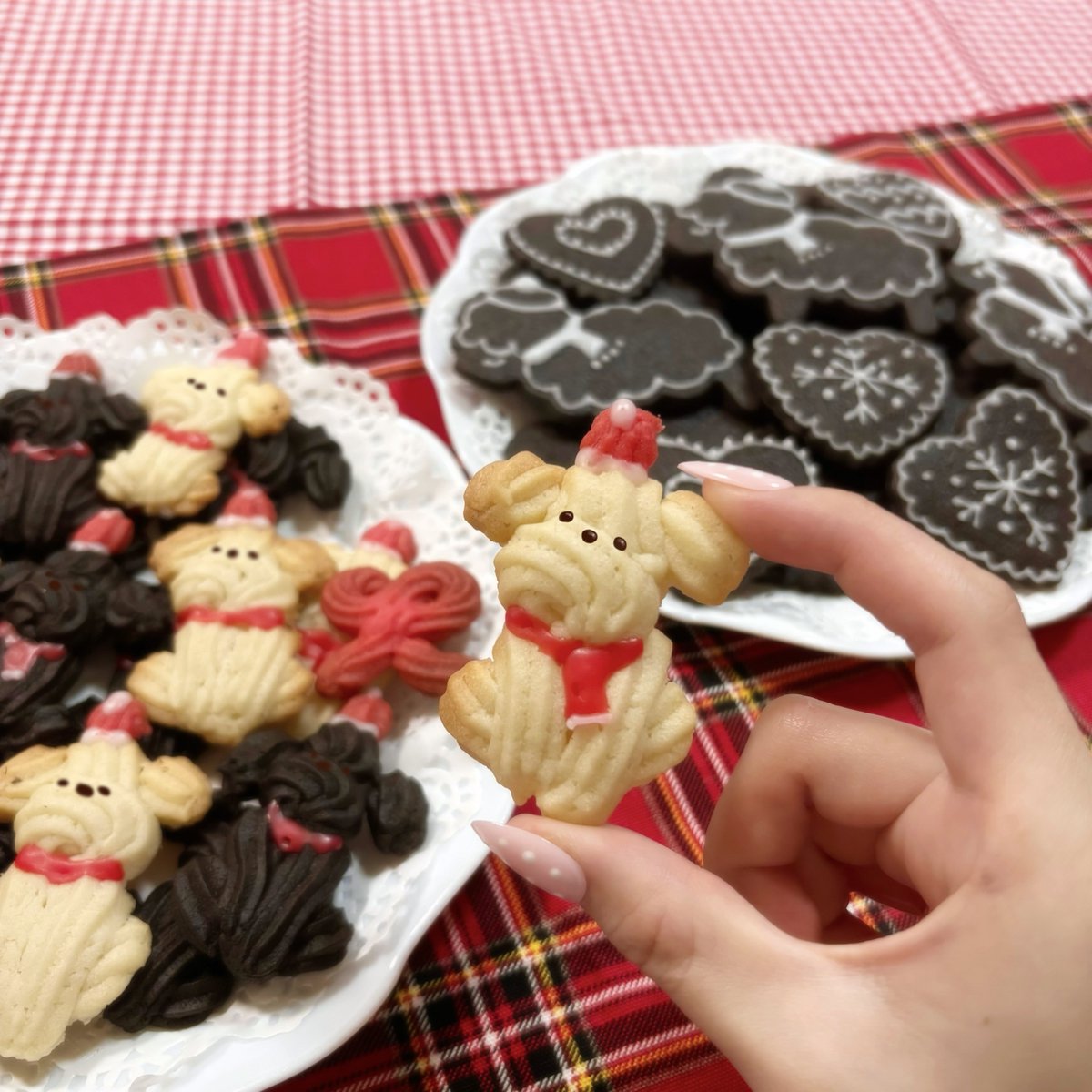 きょうは わんわんクッキーを焼きました♪🐩🧣🛷