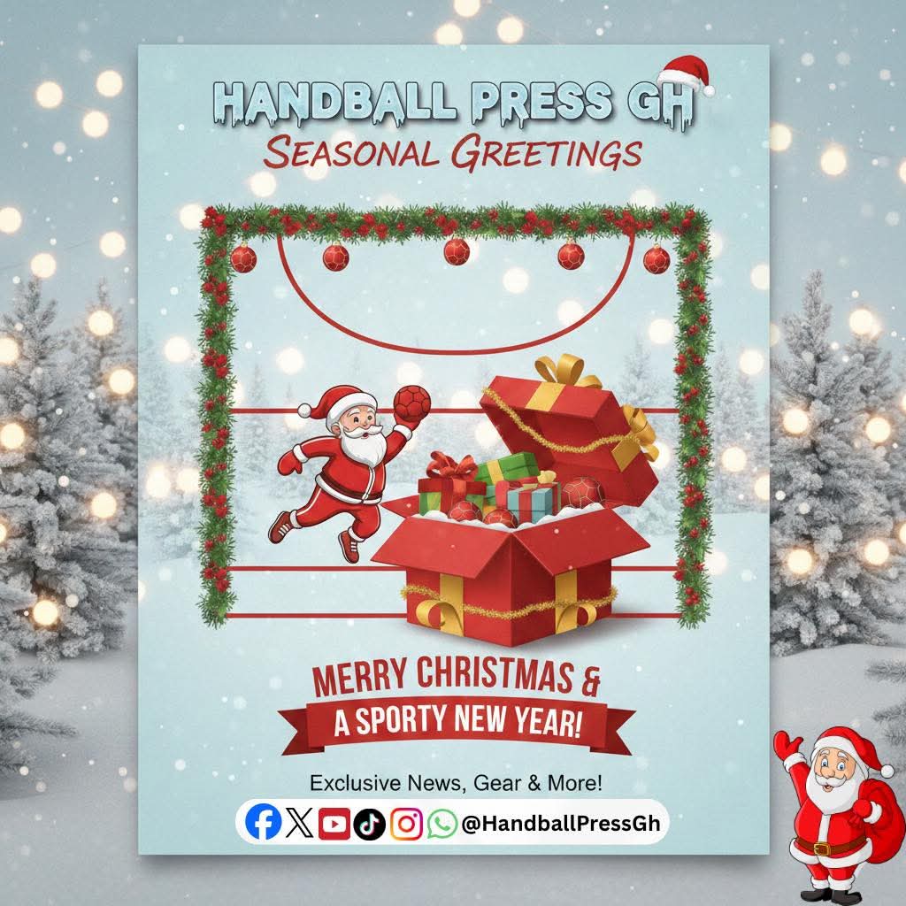HandballPressGH's tweet photo. From the court to the Xmas tree, the team at Handball Press GH wants to wish you a Merry Xmas! 🎄🤾‍♂️

Thanks for being part of our community this year. We’re grateful for your support and can’t wait to bring you more exclusive news and gear in 2026!

Stay festive, stay sporty! 🎅 https://t.co/FQWrYO4B0r