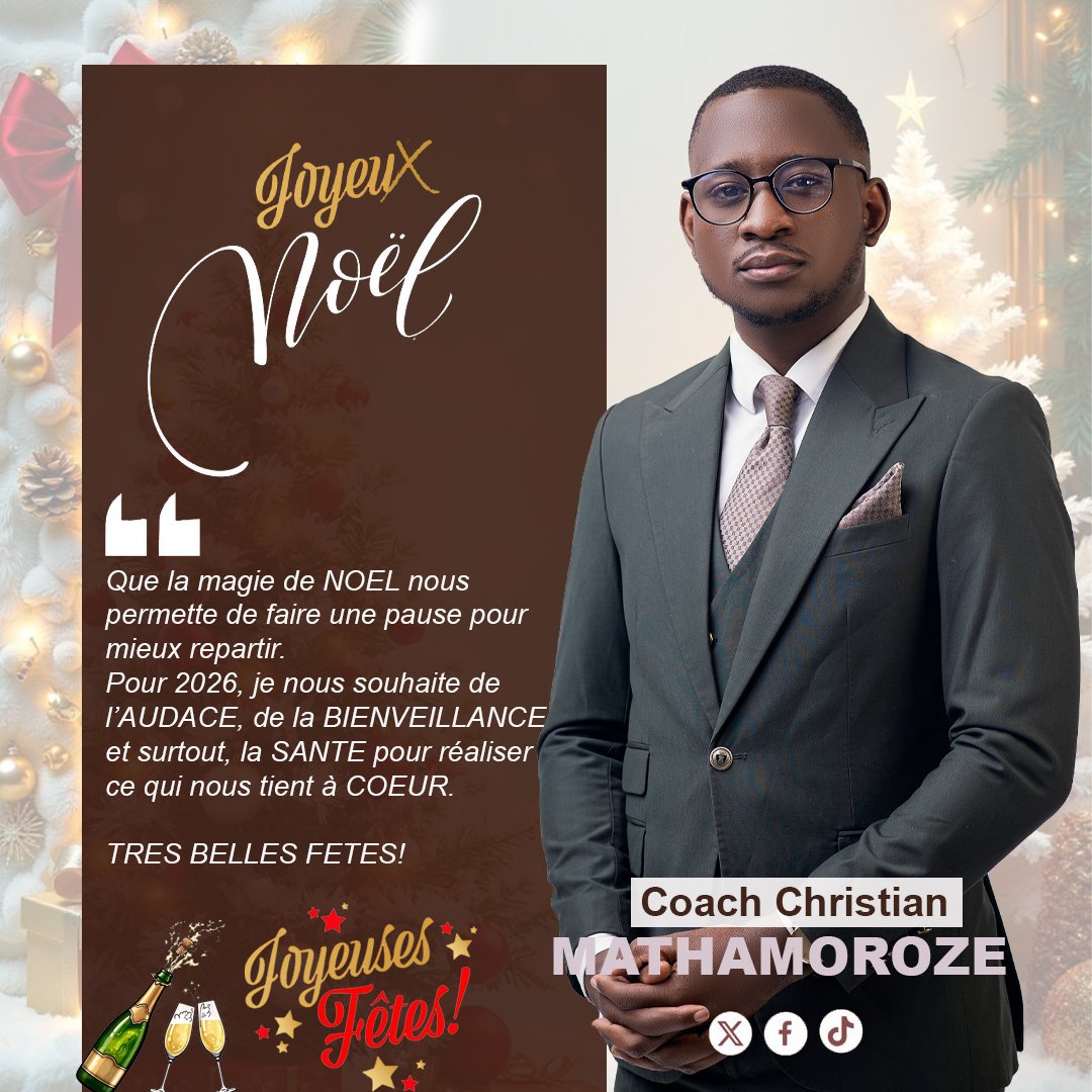 Christian_Mugis's tweet photo. Finir 2025 en beauté pour attaquer 2026 avec encore plus d'énergie ! Je vous souhaite des fêtes pétillantes et une nouvelle année à la hauteur de vos ambitions. Joyeux Noël à tous !

#christmas #2k26 #bonane #coach #love https://t.co/RfQBQiqOZm