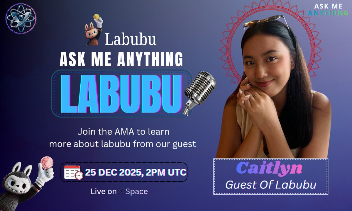 ValenceCrypto's tweet photo. 📷Don't miss the opportunity to join us for a #TwitterSpaceAMA with Labubu.

📷Join the AMA to learn more.

📷 25th December, 2 PM UTC
📷 Caitlyn 

📷 Space: x.https://t.co/qQETm4ICv5

📷 Rules:
📷 Like &amp; Retweet. https://t.co/c4wzC8Fq0A