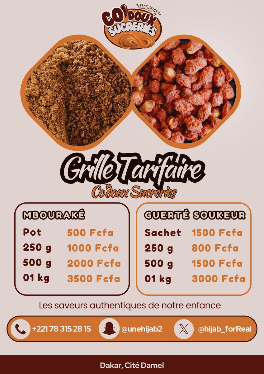 Co_DouxS's tweet photo. Bonjour🫠

Les produits sont de retour, toujours avec la même qualité… et encore plus d’amour pour vous satisfaire.

Donc vous pouvez toujours commander au 781816975.

Rt apprécié😊

#Mbourackeuse https://t.co/m5gjdK9pKY