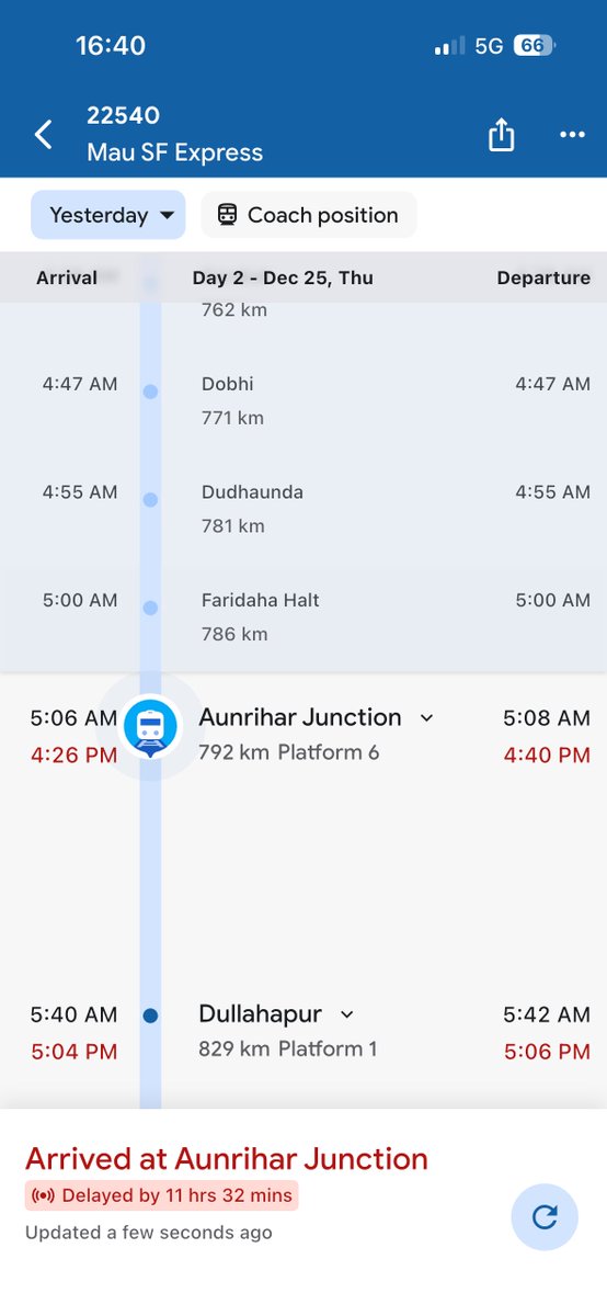 ashutejas's tweet photo. It is extremely disappointing to experience a 12-hour delay of a train without proper communication, updates.
No one accountable here.
@AshwiniVaishnaw @RailMinIndia @RailwaySeva @Central_Railway 

Train 22540 https://t.co/10taVsJn3b