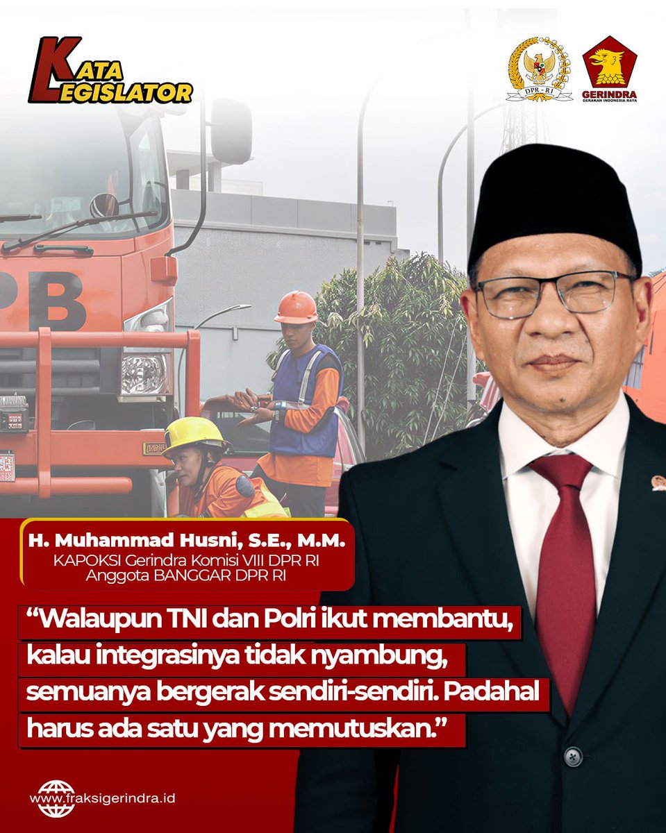 Fraksi_Gerindra's tweet photo. Husni Dorong Revisi UU Kebencanaan dan Penguatan Peran BNPB dalam Penanganan Bencana Nasional
📲 Baca selengkapnya di:
👉🏻https://t.co/fMBE7OV3RK
#KataLegislator
#Husni
#KomisiVIIIDPRRI
#Gerindra
#RevisiUUKebencanaan https://t.co/OSm52llVF7