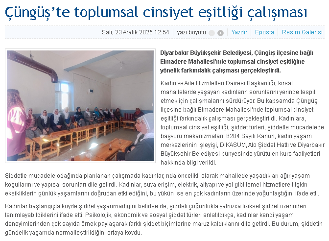 AhmetHakanakc1's tweet image. Diyarbakır ÇÜNGÜŞ'de "Toplumsal Cinsiyet Eşitliği" Etkinliği

Çüngüş'lü kadınlar sorunlarını "suya erişim, elektrik, altyapı ve yol gibi temel hizmetlere ilişkin eksiklikler" diye tanımlayarak bunların yüklerini artırdığını söylemişler.

Ama KADINLARA BU HİZMETİ, götürmeyen…