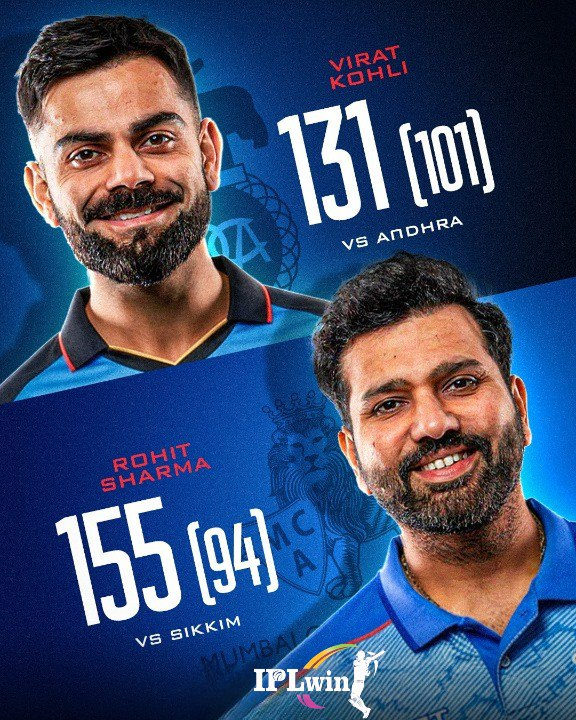 laura285h's tweet photo. 𝑲𝑰𝑵𝑮 &amp; 𝑯𝑰𝑻𝑴𝑨𝑵 𝑺𝑯𝑶𝑾! 🔥

They returned to domestic cricket… and reminded everyone exactly who they are! 👑

Rohit Sharma and Virat Kohli have turned the Vijay Hazare Trophy into a blockbuster. 🍿 #iplwin https://t.co/5AyyVi7pQ1
