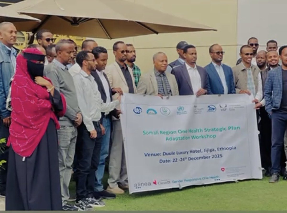 HCurub's tweet photo. Today, we concluded the Somali Region One Health Strategy Plan Adaptation Workshop in Jigjiga advancing One Health platform in Somali Region. As the current Coordinator of the Somali Region One Health Taskforce, I am honored to have organized this important One Health journey. https://t.co/3jT8JxhTTl