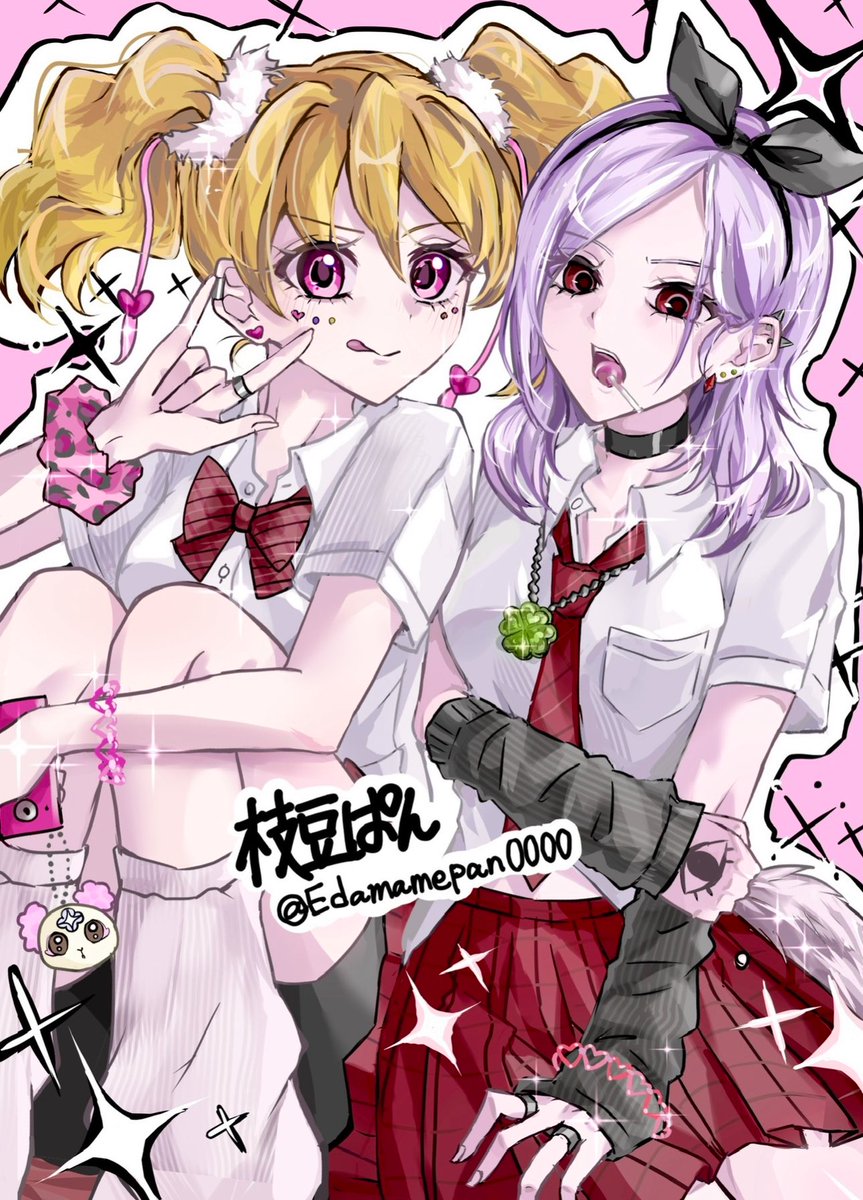 Edamamepan0000's tweet photo. #プリキュアギャルアンソロ　ラブちゃんとイース様で参加させていただきました。こちら全体絵です✨

@SHIN_YANAI さんのBOOTHページです↓
【https://t.co/x6SQBXvYYd】 https://t.co/V36eUEc7X0