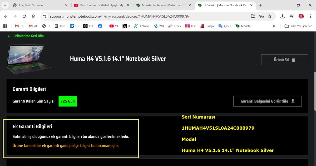 _MustafaUSTA's tweet image. Arızalı cihazın değişiminden sonra + 2 yıl garanti süresi  sistemden silindi, 3 kere aradım 2 kere mail attım ilgilenen yok. Ben bu cihazı 4 yıl garantisi var diye almıştım.