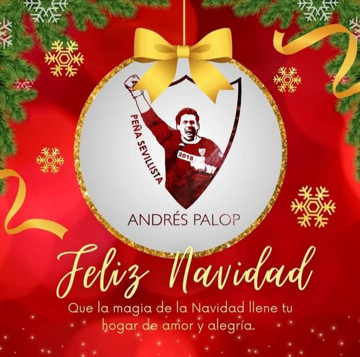 psandrespalop's tweet photo. A tod@s, ya seais soci@s, simpatizantes, aficionad@s de otros equipos o a que no os guste el fútbol y hayáis llegado aquí por casualidad, os deseamos desde la Peña Sevillista Andrés Palop una Feliz Navidad. https://t.co/JCAqRPeAf6