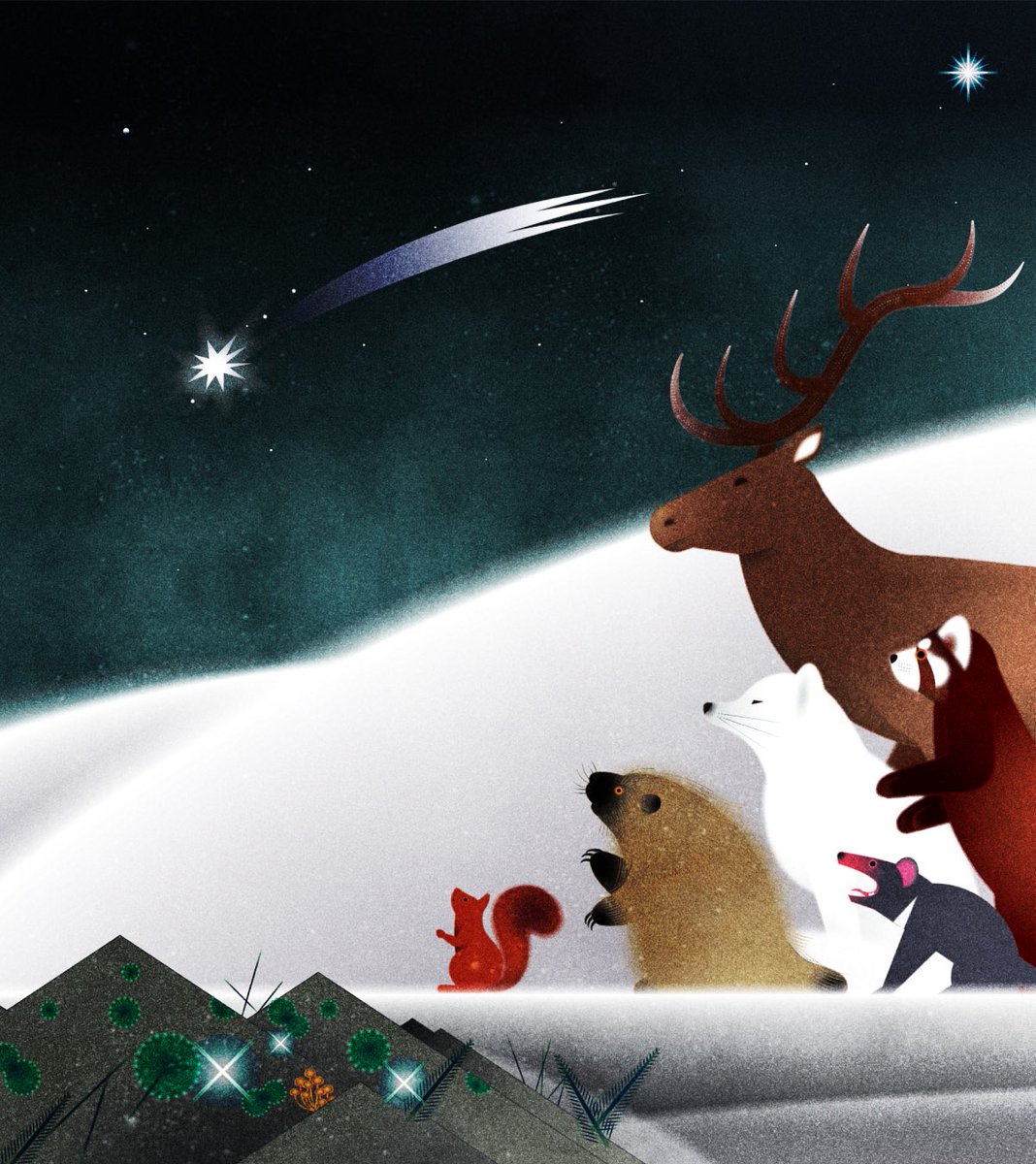 ぐるみん　キャンバスアート　冬 昨年12月にみなとみらいで開催した個展用に描いた作品です