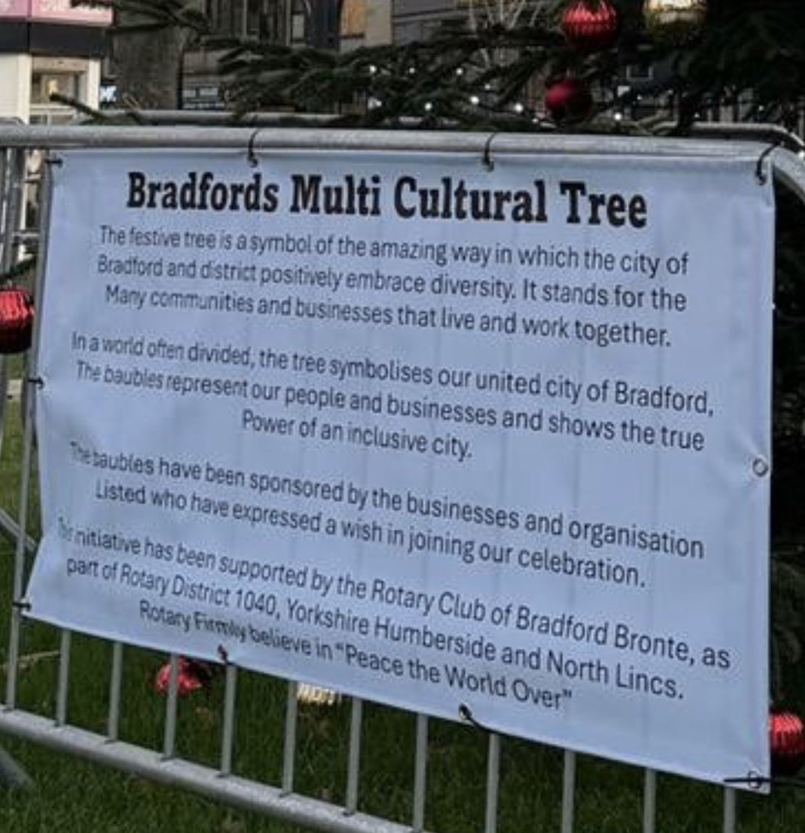 NiohBerg's tweet image. Welcome to Bradford, where a Christmas tree is now called "Multi Cultural Tree" with almost no decoration.

"The festive tree is a symbol of the way Bradford positively embrace diversity. The true power of an inclusive city"

Unbelievably depressing.